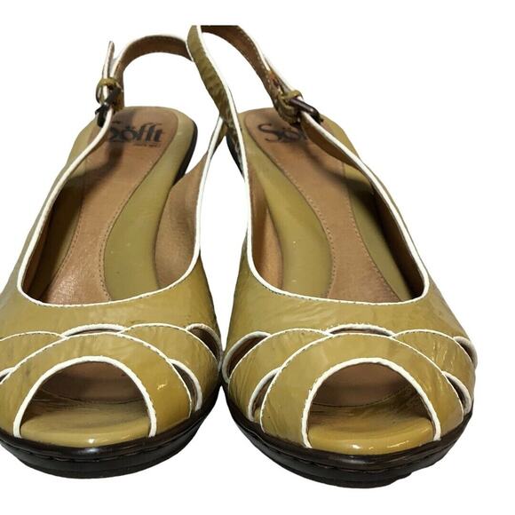 Sofft Slingback Heels Peep Toe Patent Leather Dress Shoes Women's - Picture 2 of 11